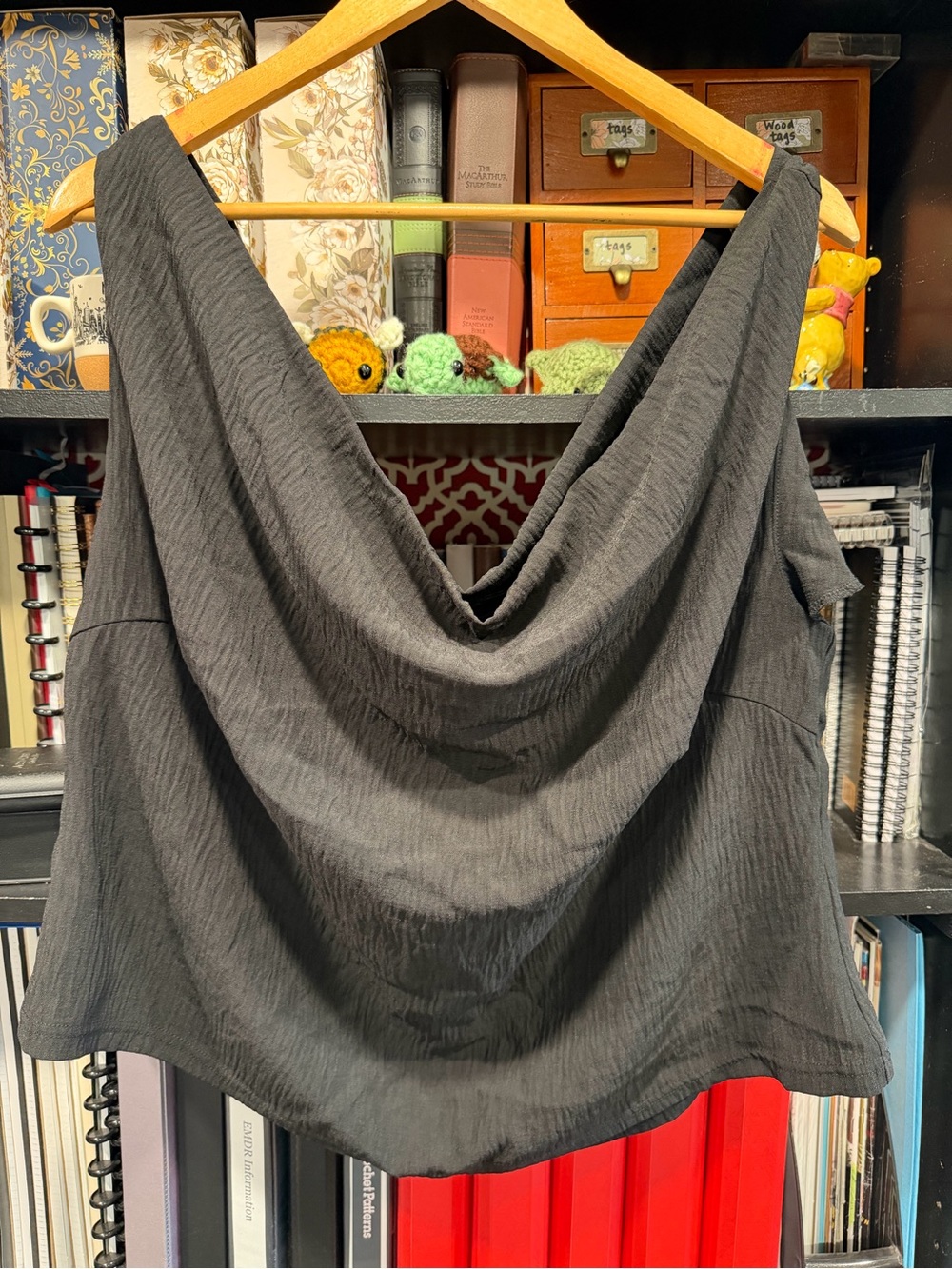 Fashion Nova Black Draped Cowl Camisole